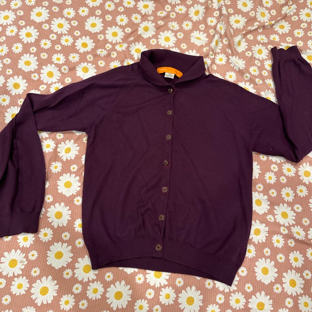 Deep purple collared Cynthia Cynthia Steffe cardigan
